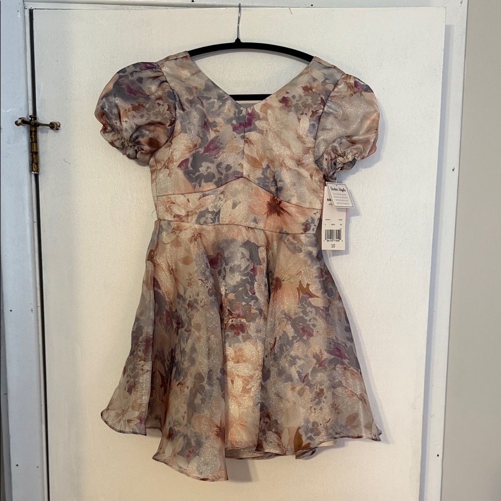 Rare Editions Multicolor Floral Puff Sleeve Dress